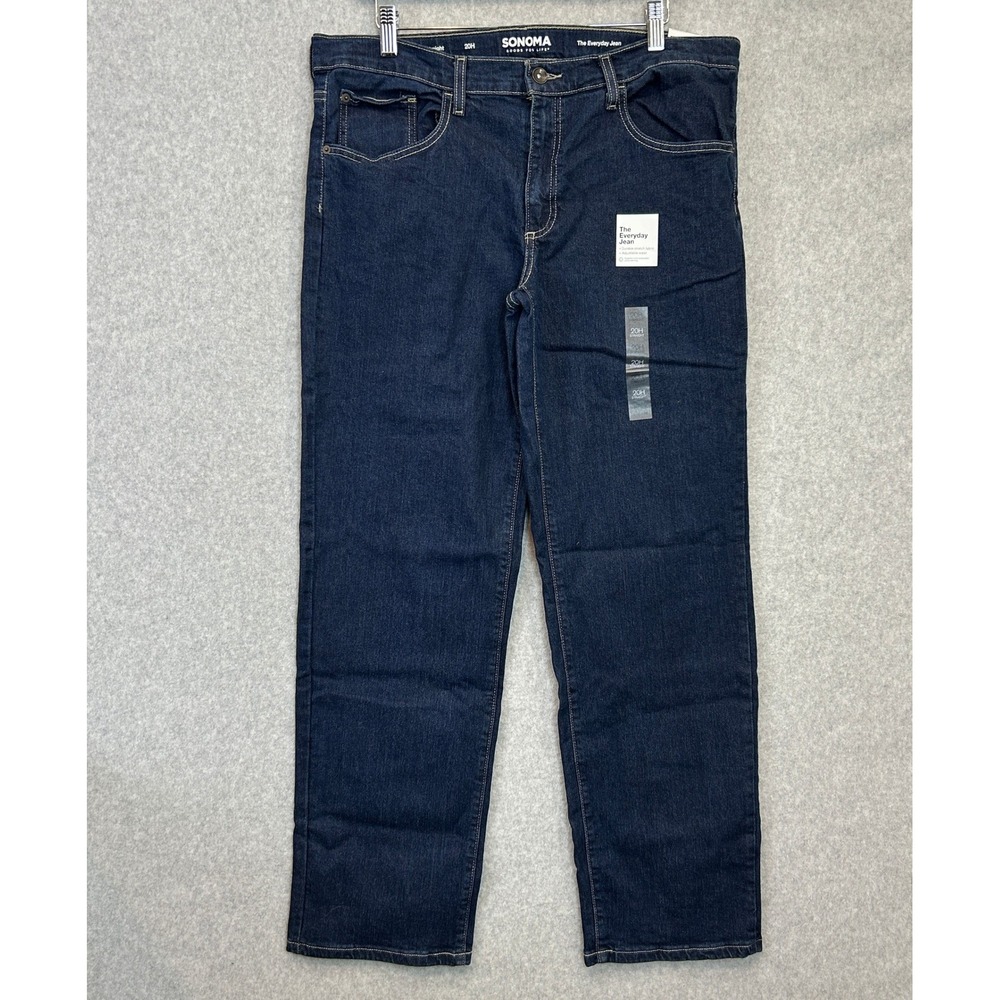 Sonoma Everyday Jean Dark Wash Straight Leg Adjustable Waist Boys Size 20 Husky